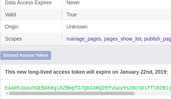 page access token facebook extended