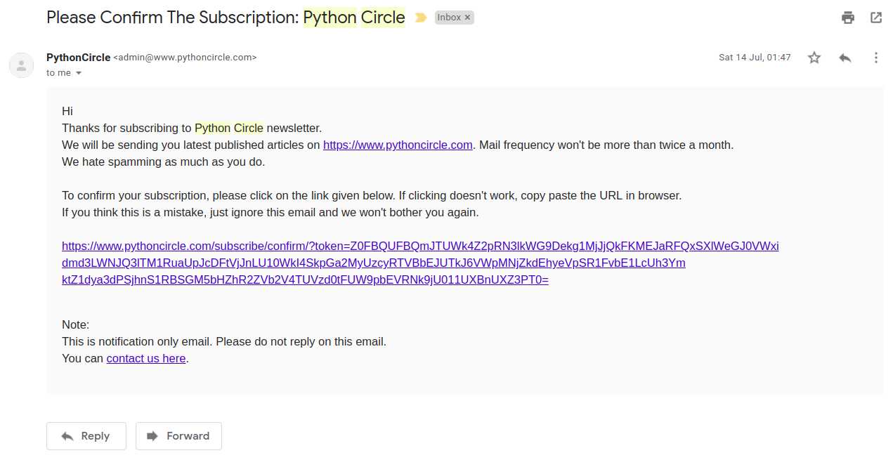 email subscription example