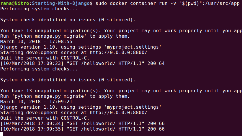 using docker instead of virtual environment for django app development